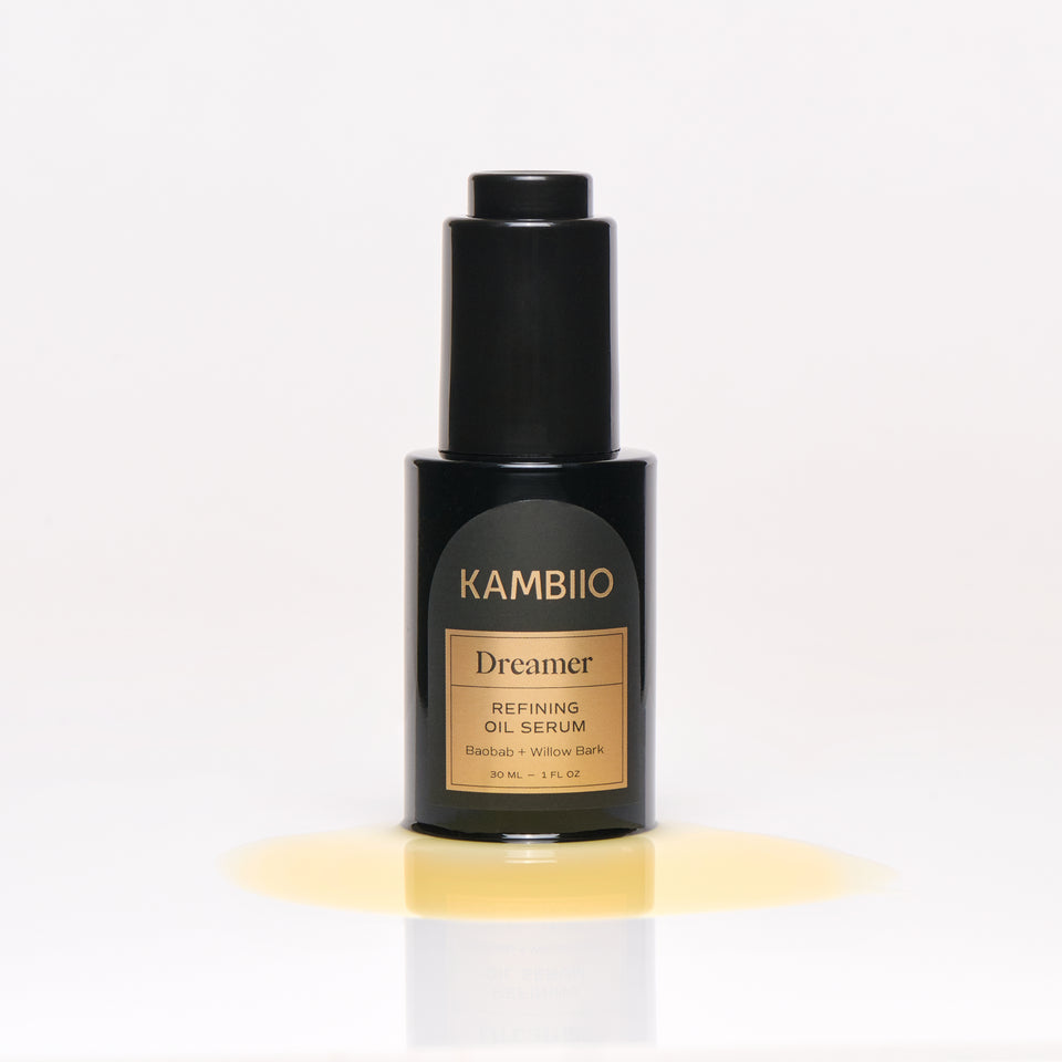 Kambiio Refining Oil Serum with African Baobab, Black Cumin and Willow bark extract. Cruelty-free skincare, microbiome-supportive, clean beauty, green beauty, effective skincare, BIPOC founded, Canadian skincare